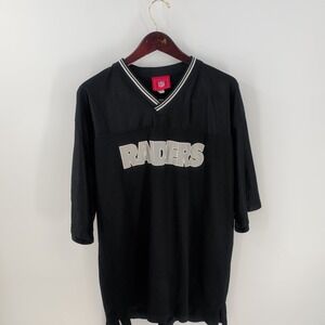 VTG Y2K Los Angeles Raiders Football NFL Castrol Mens Black V-Neck Jersey‎ Sz L